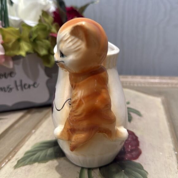 Rare Vintage Ceramic Orange Cat Kitty Creamer Vase Made in Japan Adorable - Picture 4 of 16